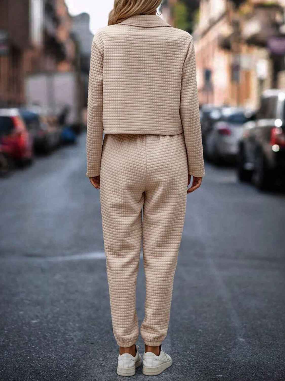 Plaid Texture Snap Down Set
