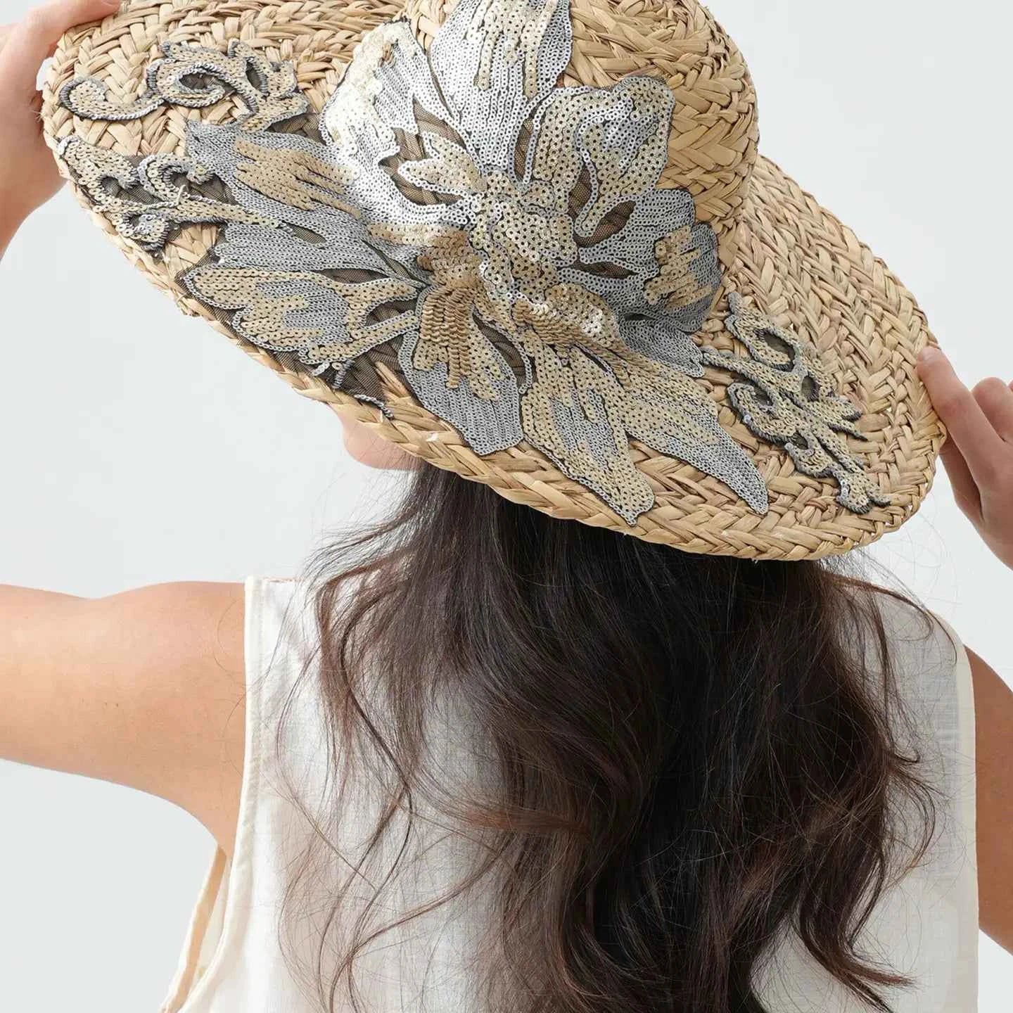 Fairy Straw Hat with Sequin Lace - HOORR