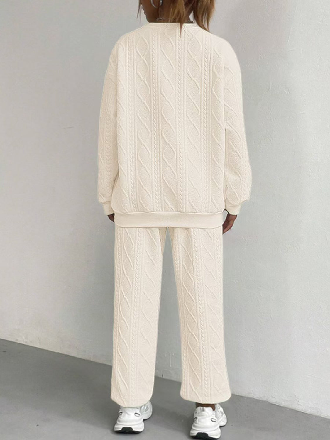 Texture Round Top and Pants Set - HOORR