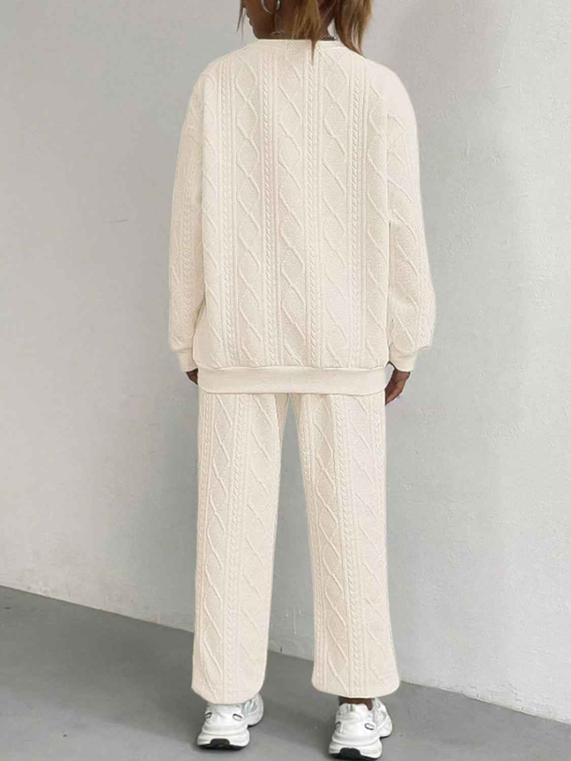 Texture Round Top and Pants Set