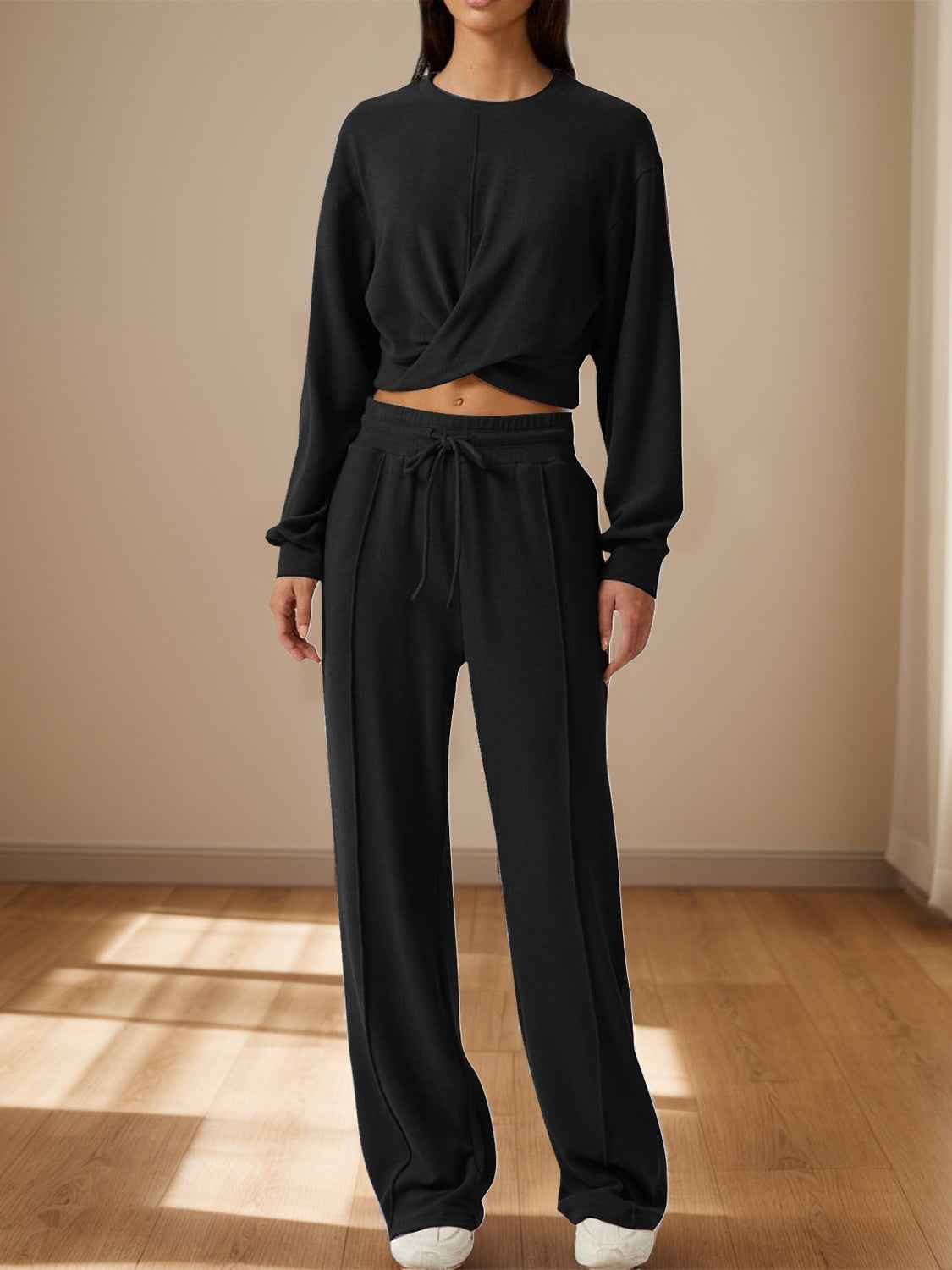 Crisscross Top Drawstring Pants