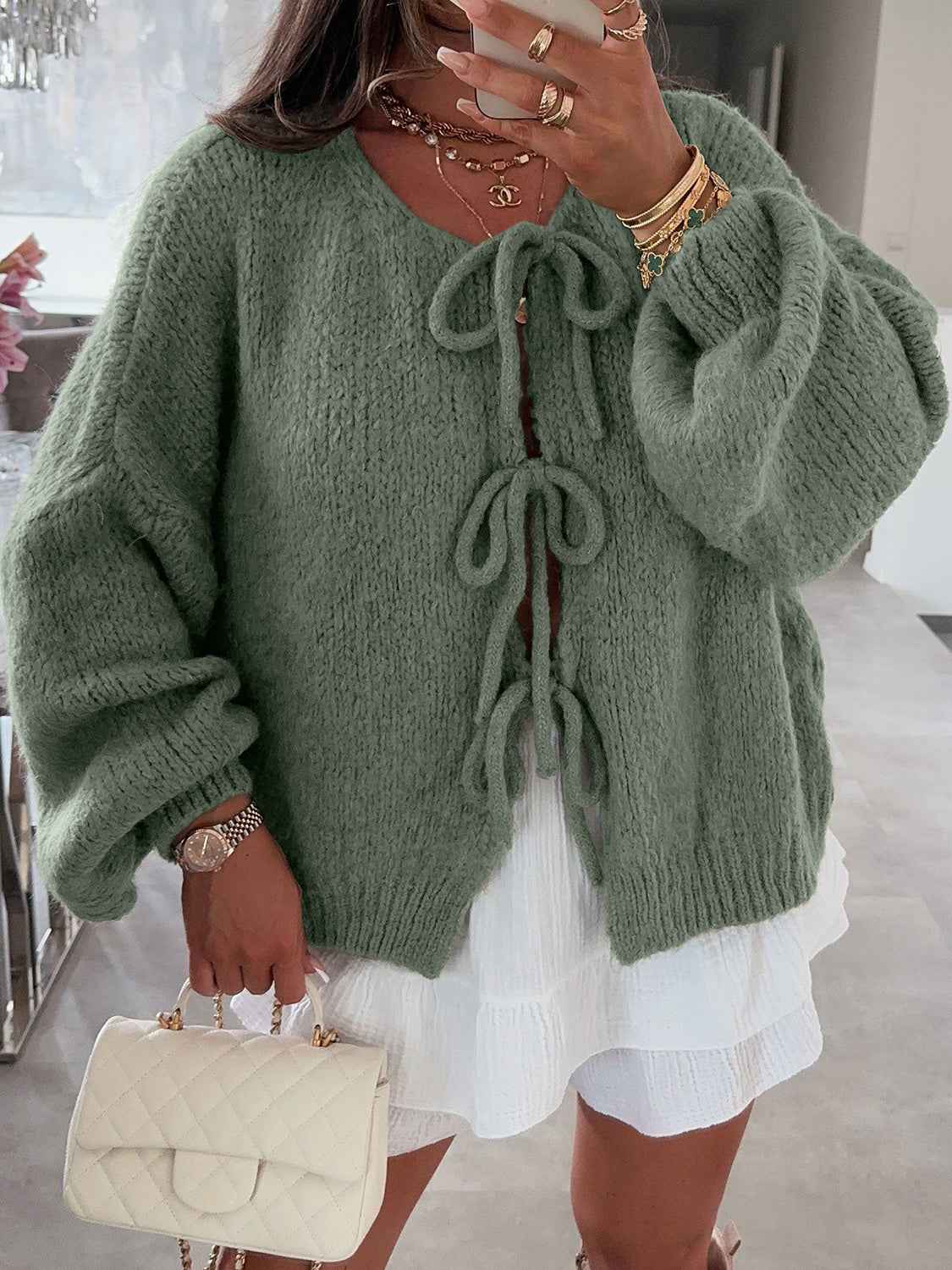 Tied Shoulder Cardigan