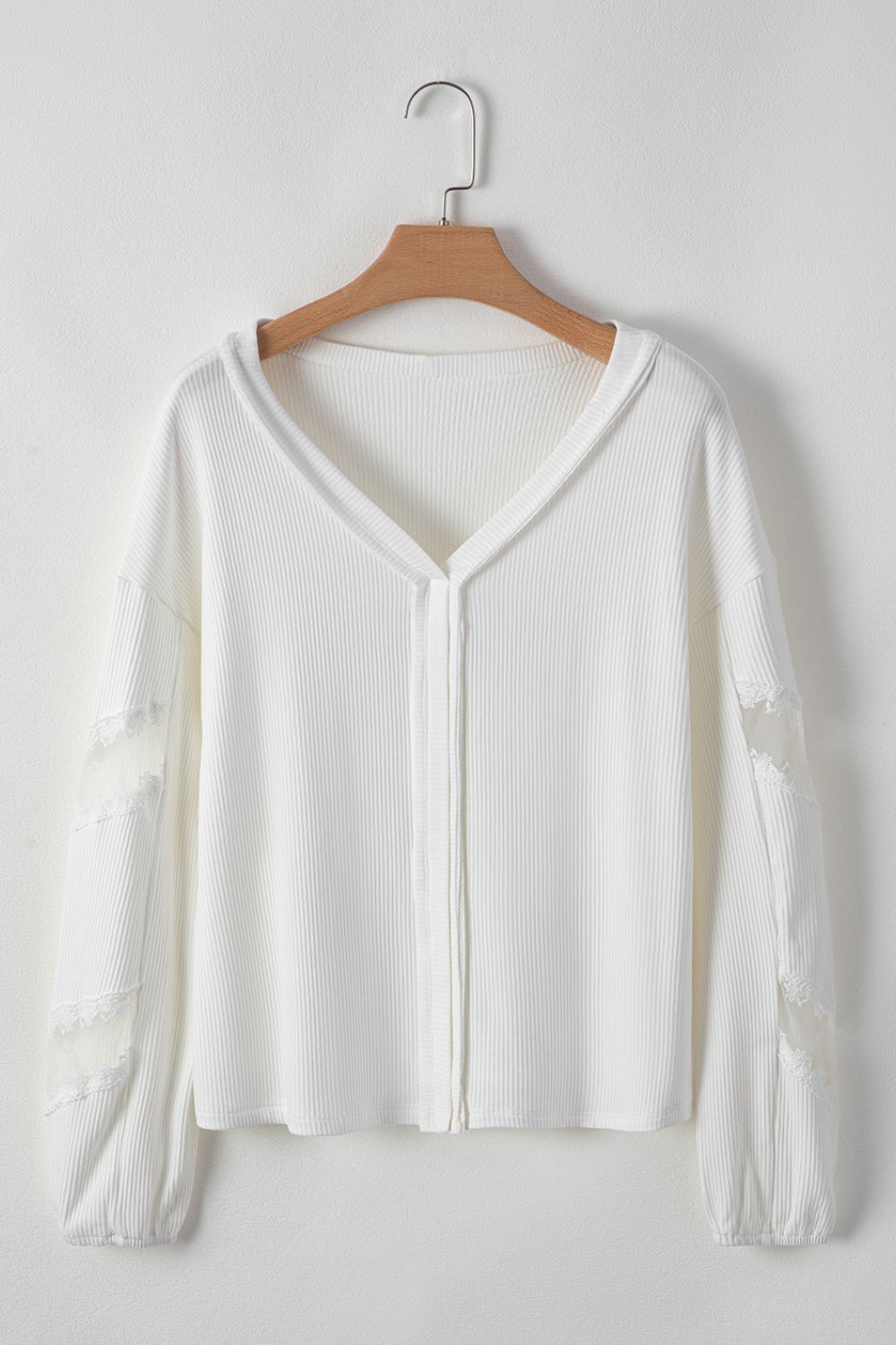 Lace Detail Drop Ribbed Top