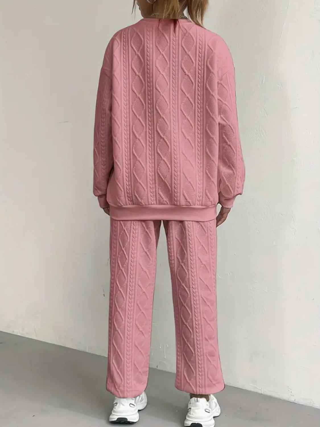 Texture Round Top and Pants Set