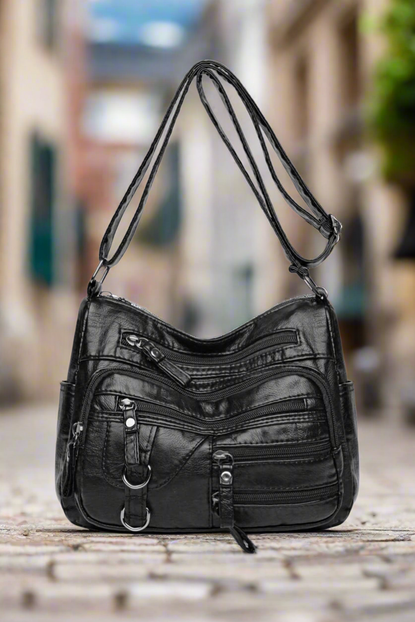 Multi-Pocket Leather Crossbody Bags - HOORR