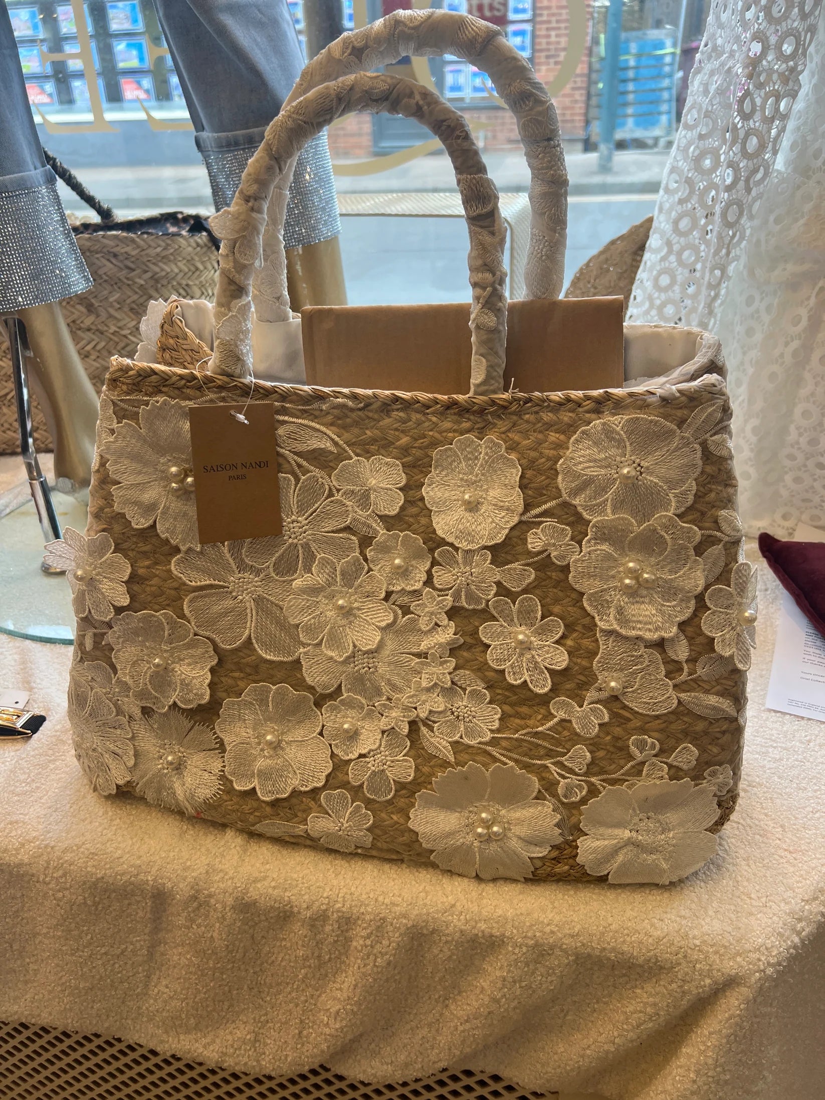 Fairy Floral Lace Pearl Tote Bag