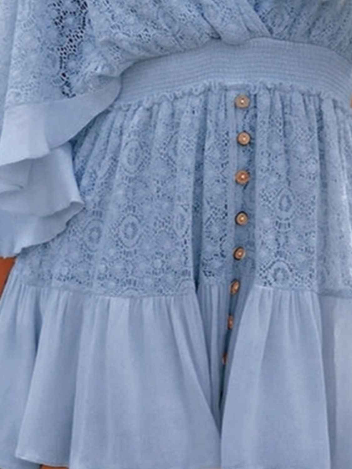 Ruffle Tie Back Lace Mini Dress