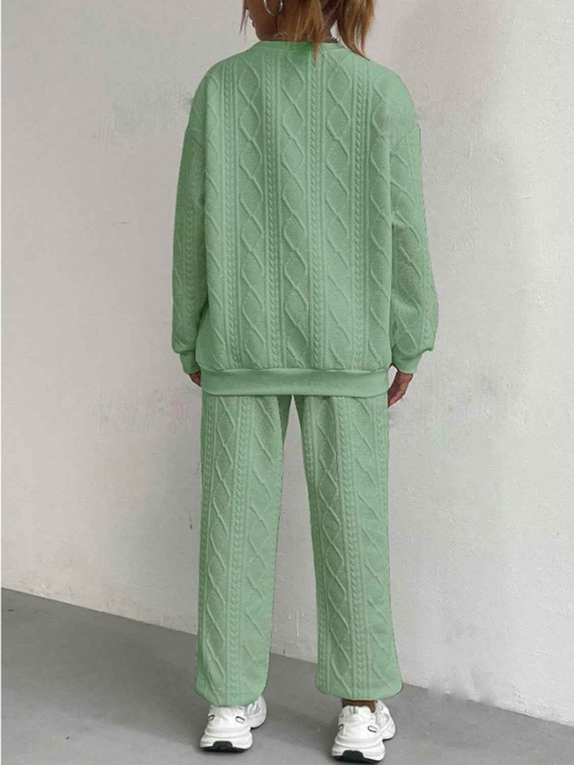 Texture Round Top and Pants Set