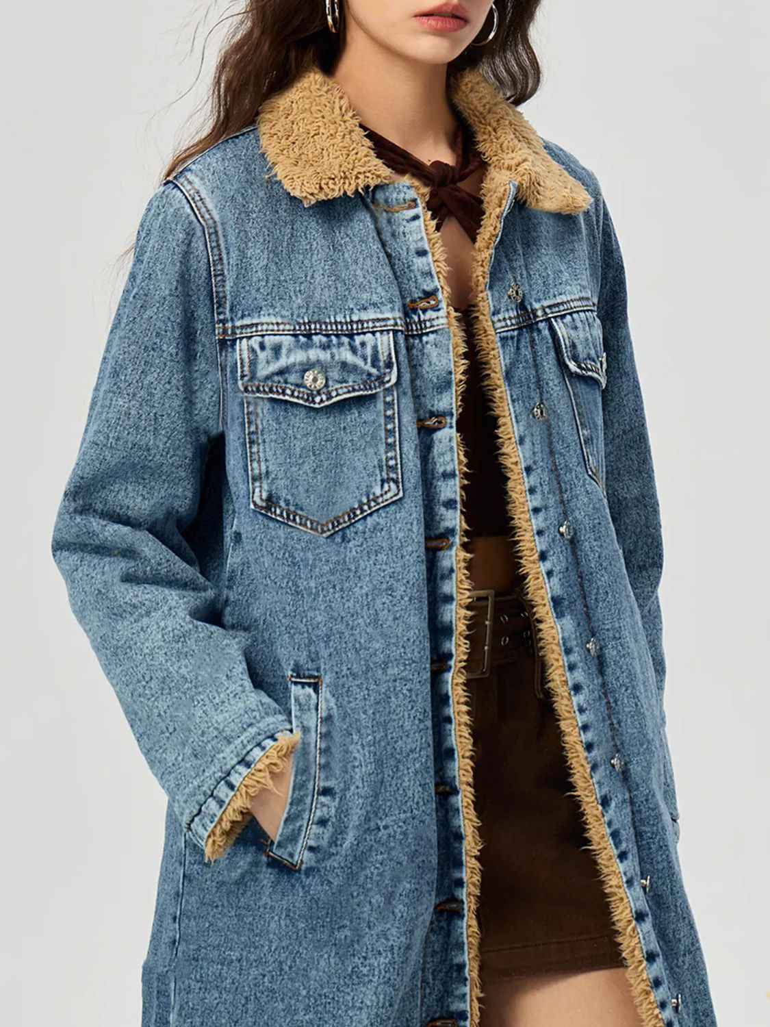 Denim Jacket with Fur Lining