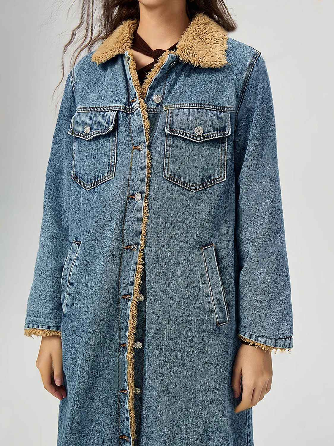 Denim Jacket with Fur Lining