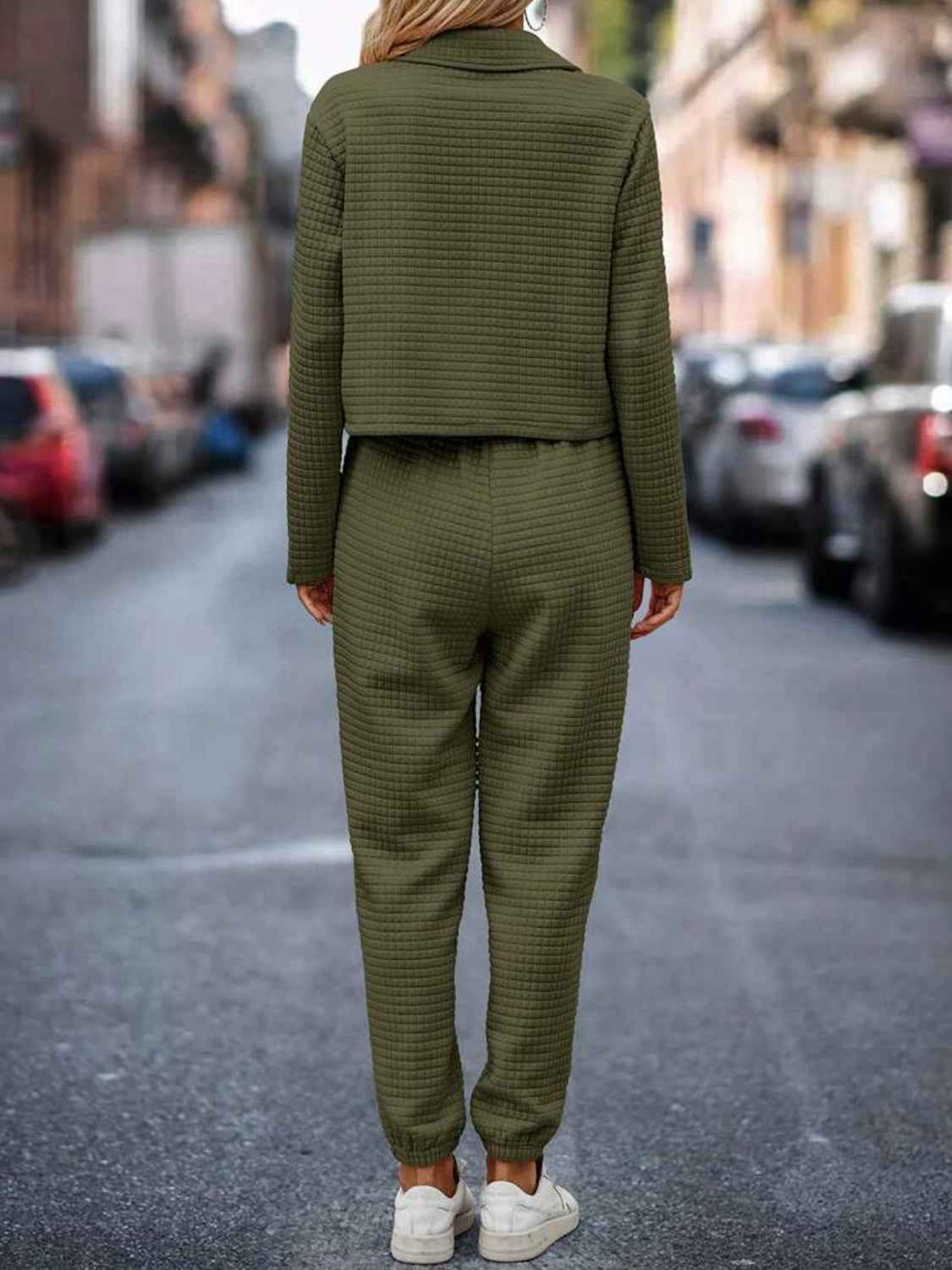 Plaid Texture Snap Down Set