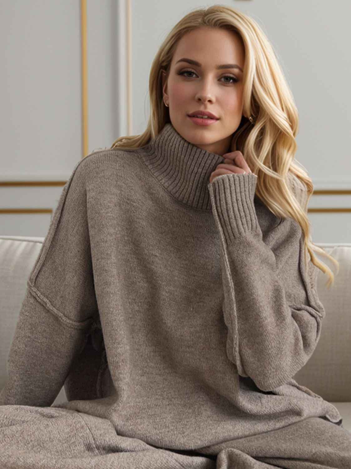Turtleneck Top and Pants Sweater