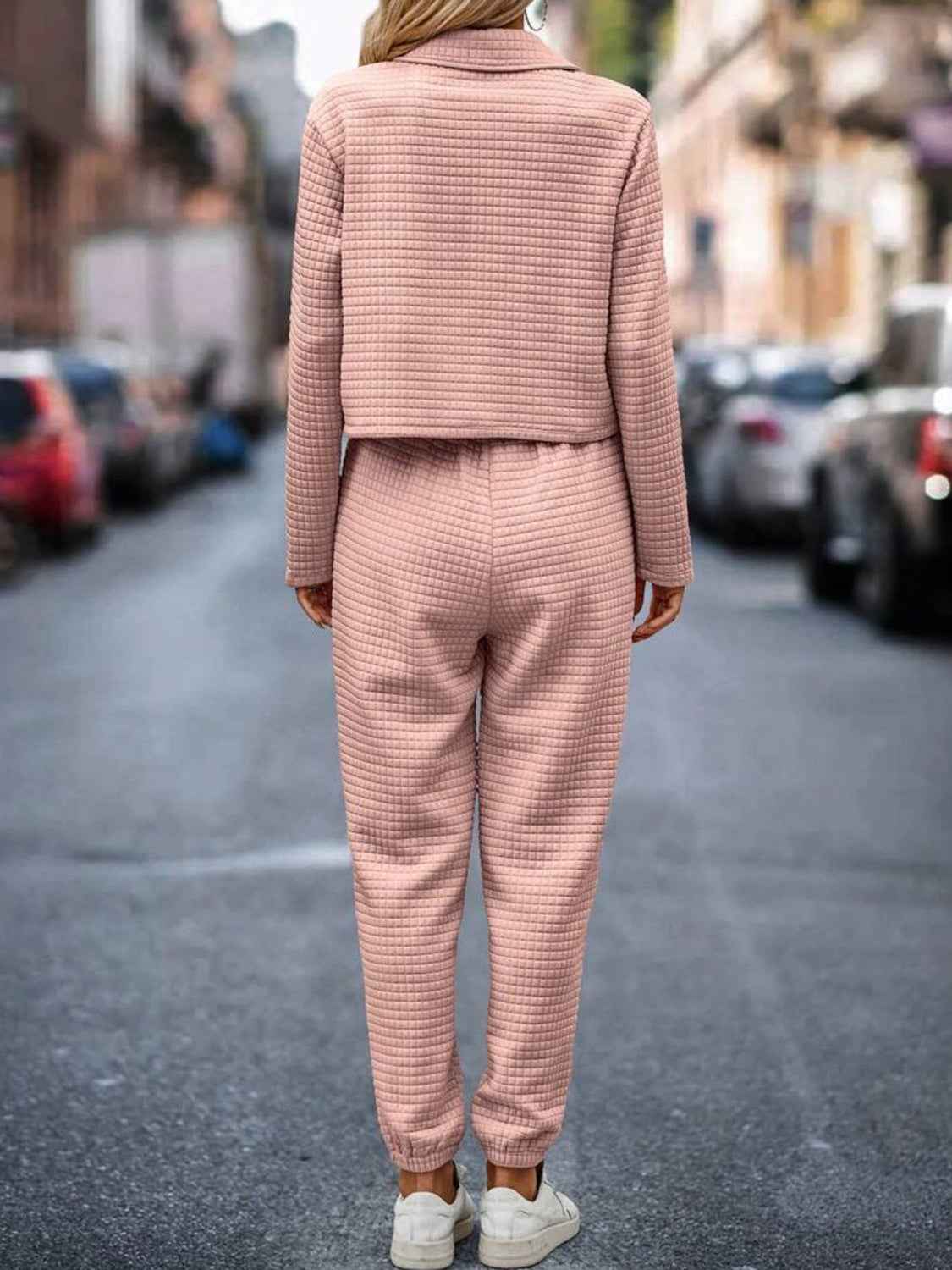 Plaid Texture Snap Down Set