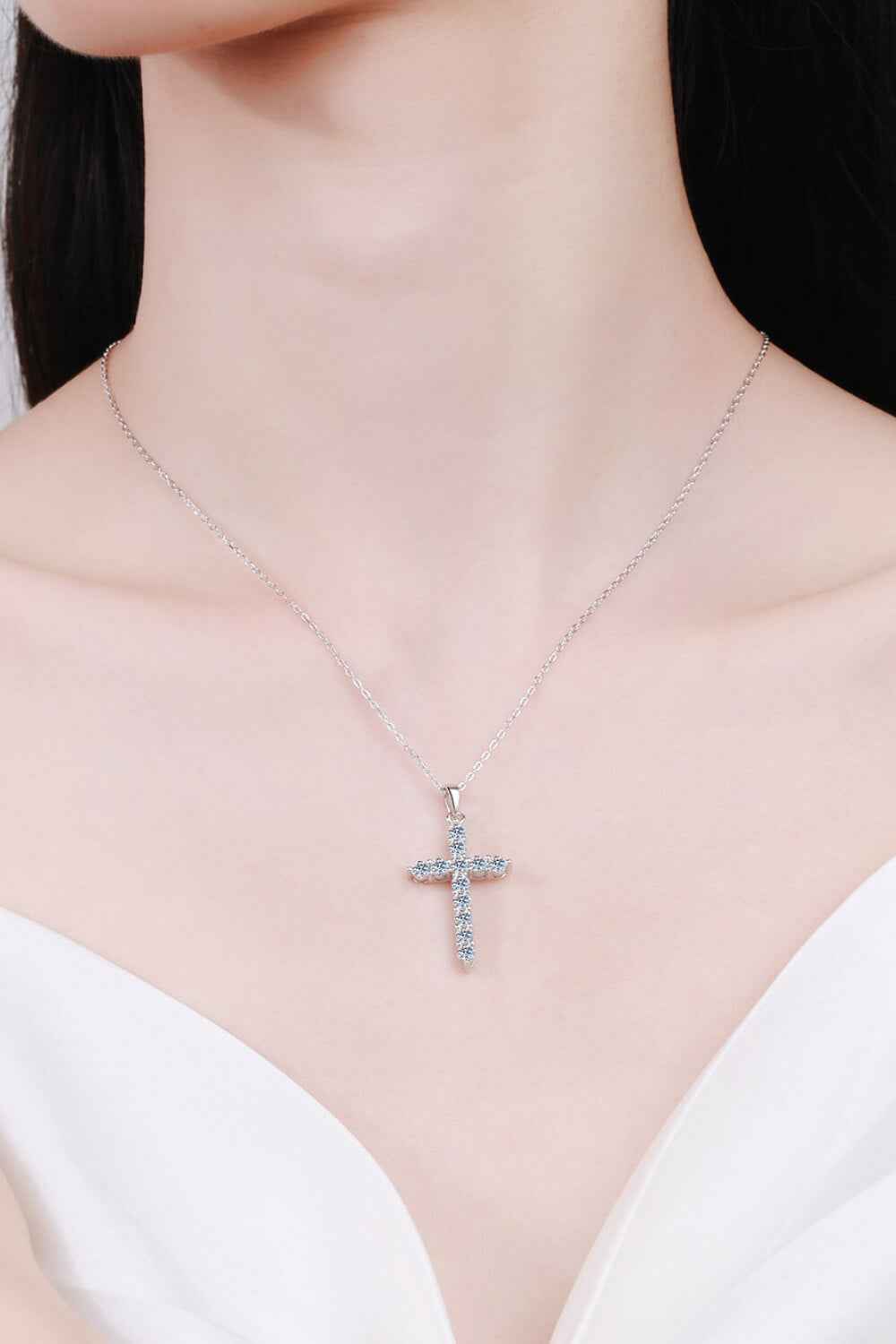 Moissanite Cross Pendant Necklace