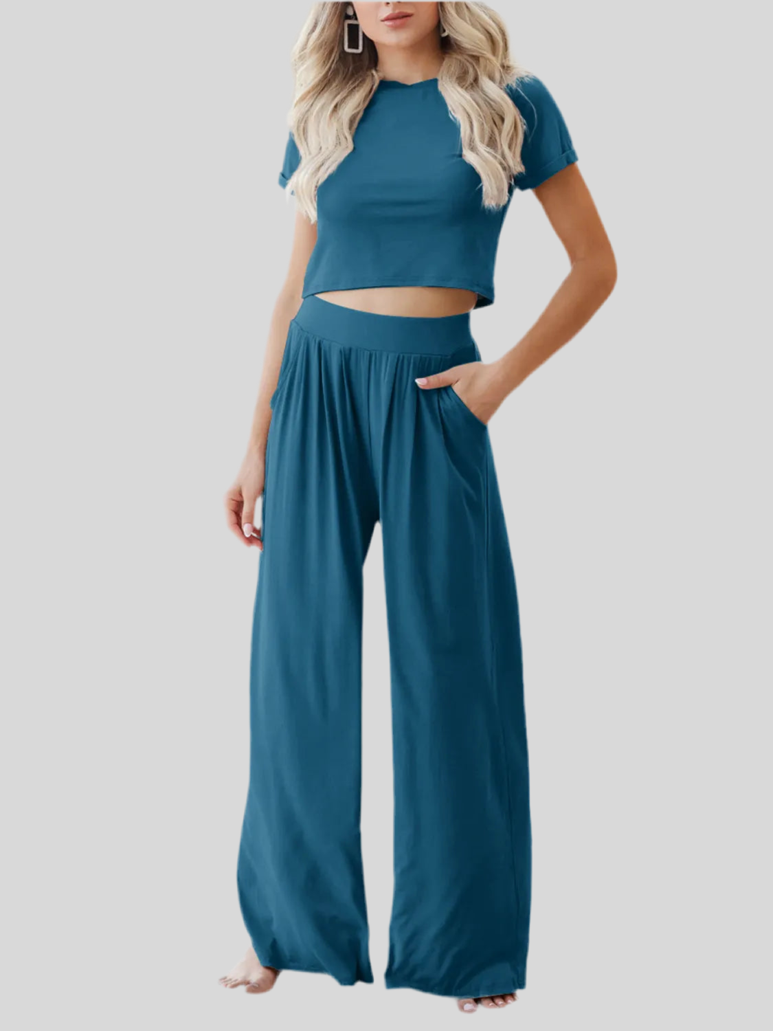 Round Neck Top and Pants Set