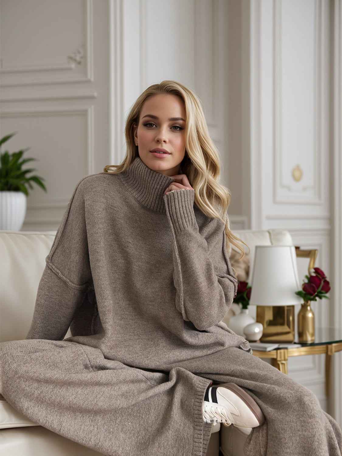 Turtleneck Top and Pants Sweater