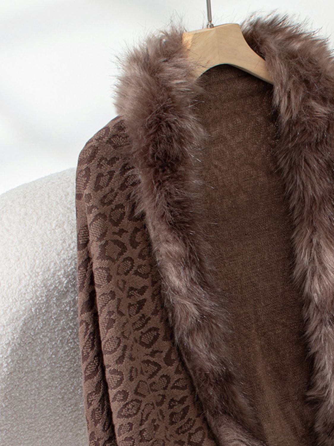 Fringe Leopard Sleeve Poncho - HOORR