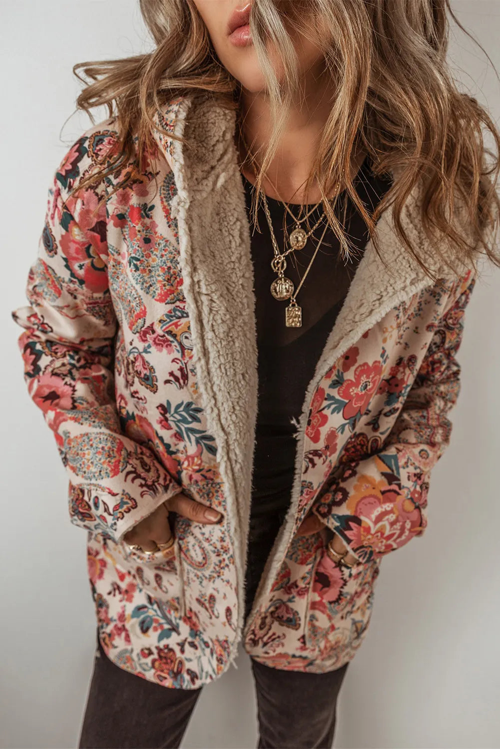 Printed Long Sleeve Hooded Jacket - HOORR