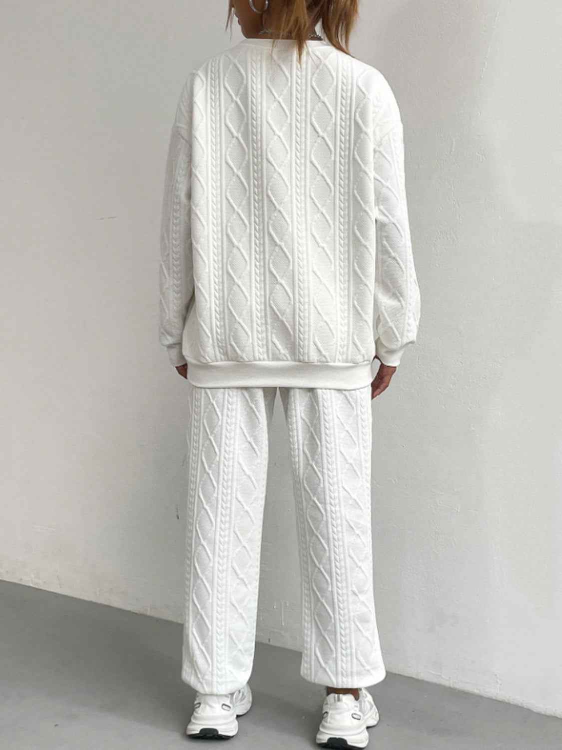 Texture Round Top and Pants Set