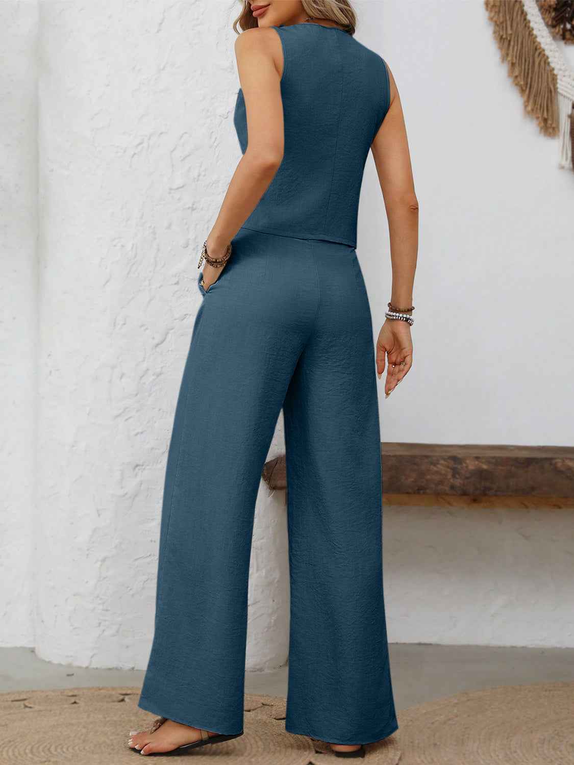 Button Down and Wide Pants Set
