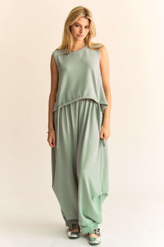 Drawstring Hem Tank & Pants