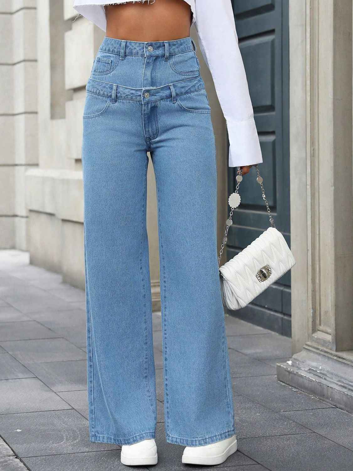 Unique Pattern High Waist Jeans