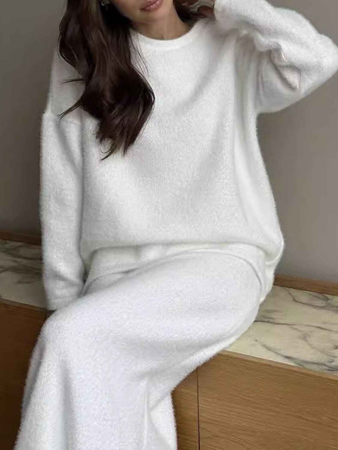 Top and Midi Skirt Sweater Set