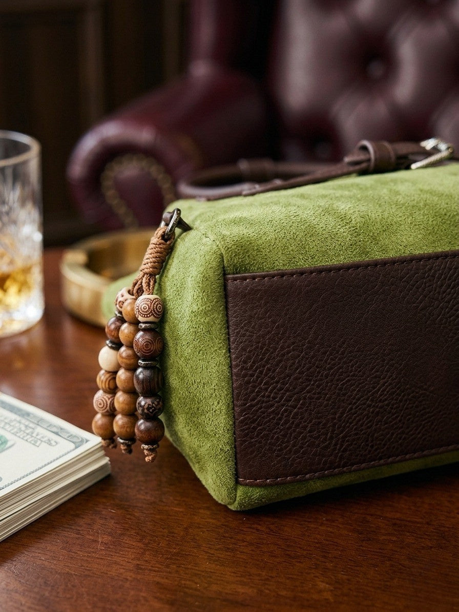 The Suede Luxe Bag - Olive Green