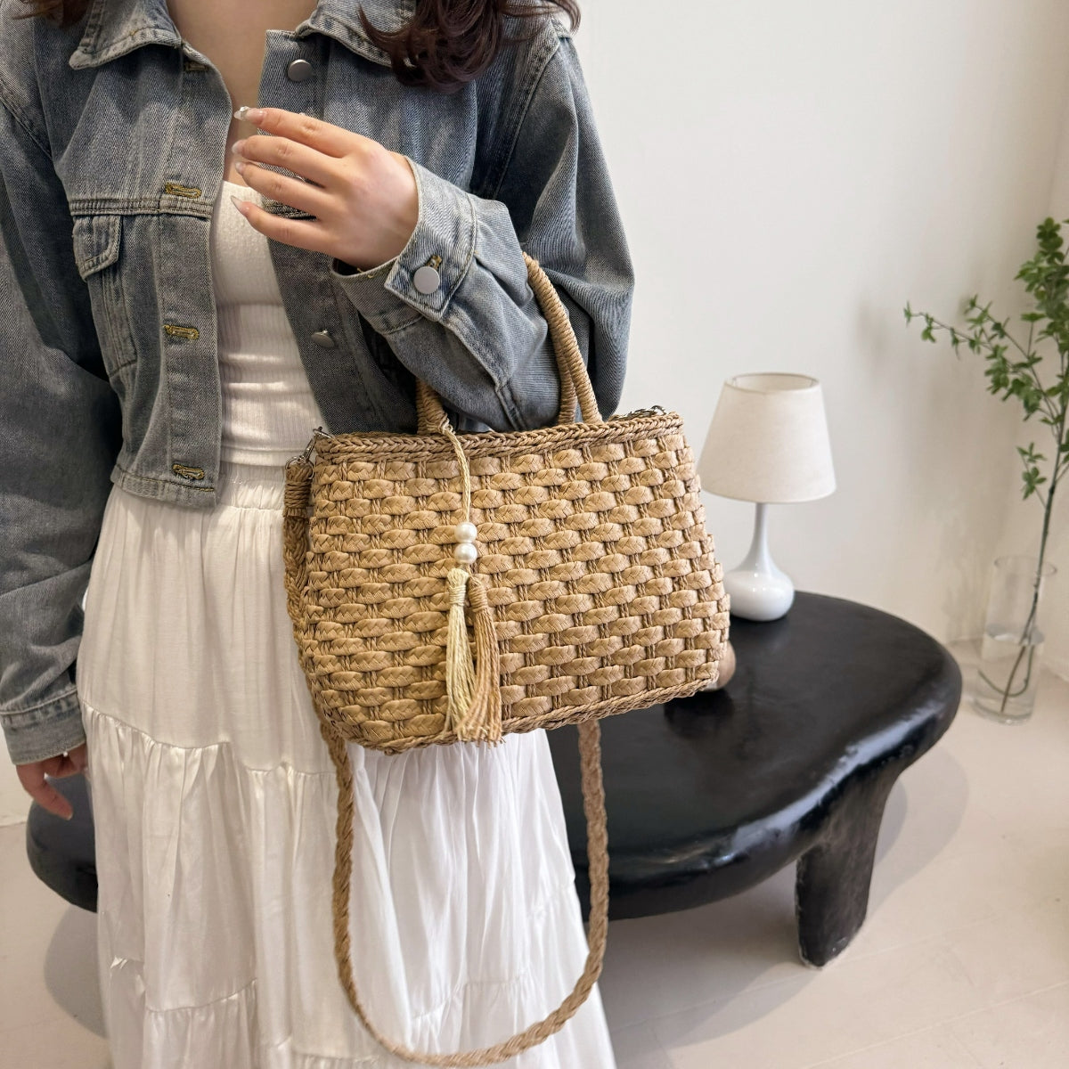 Braided Strap Weave Shoulder Bag - HOORR