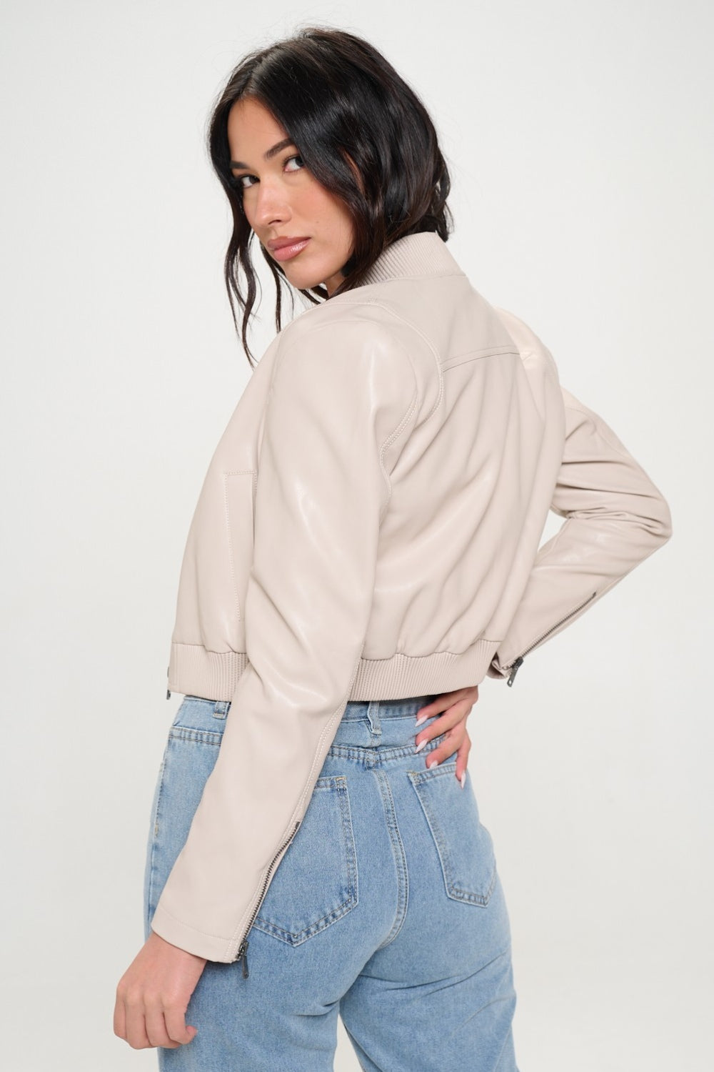 Zip Up Cropped Bomber Jacket - HOORR