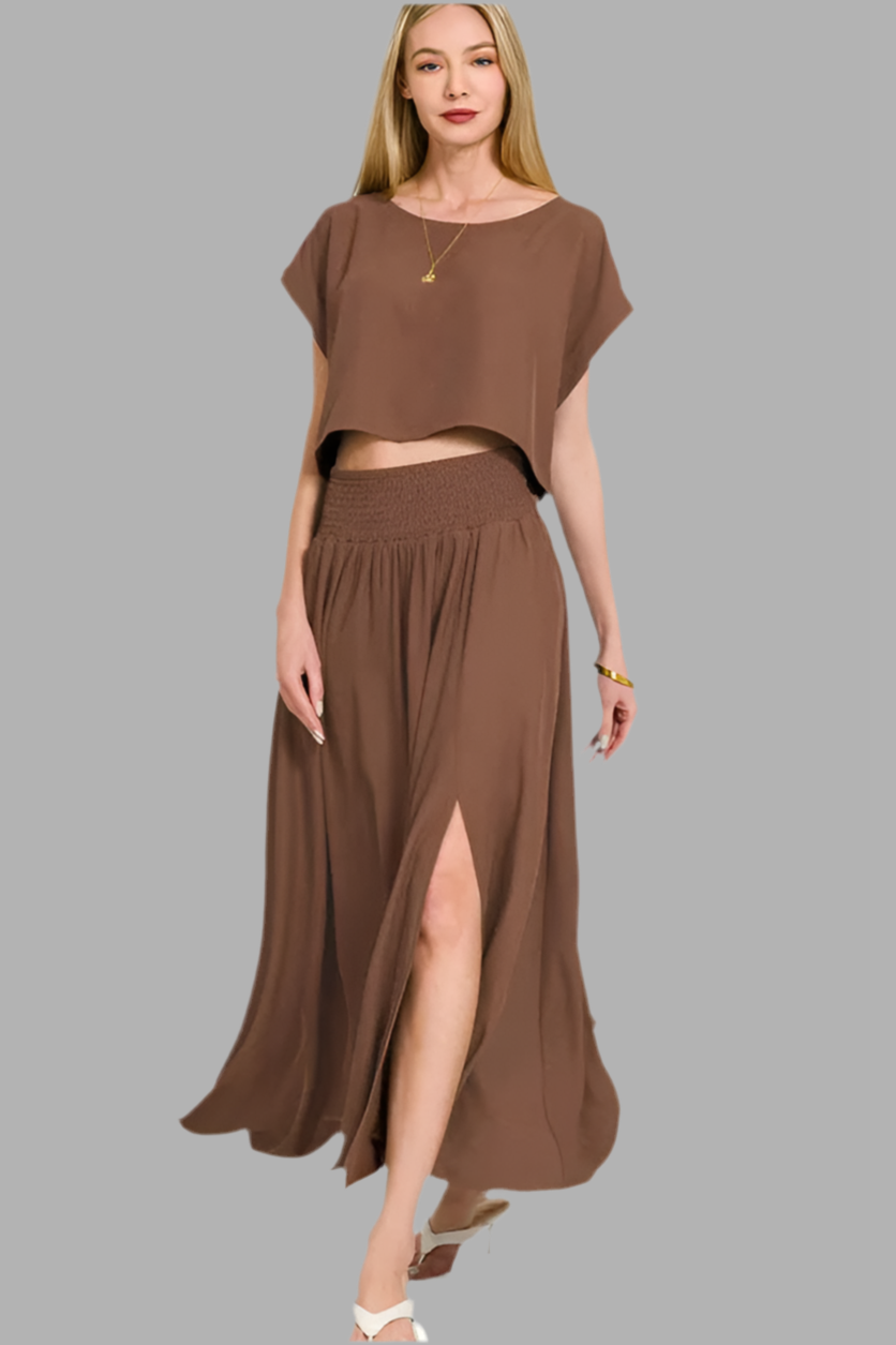 Woven Span Crop Tee & Skirt