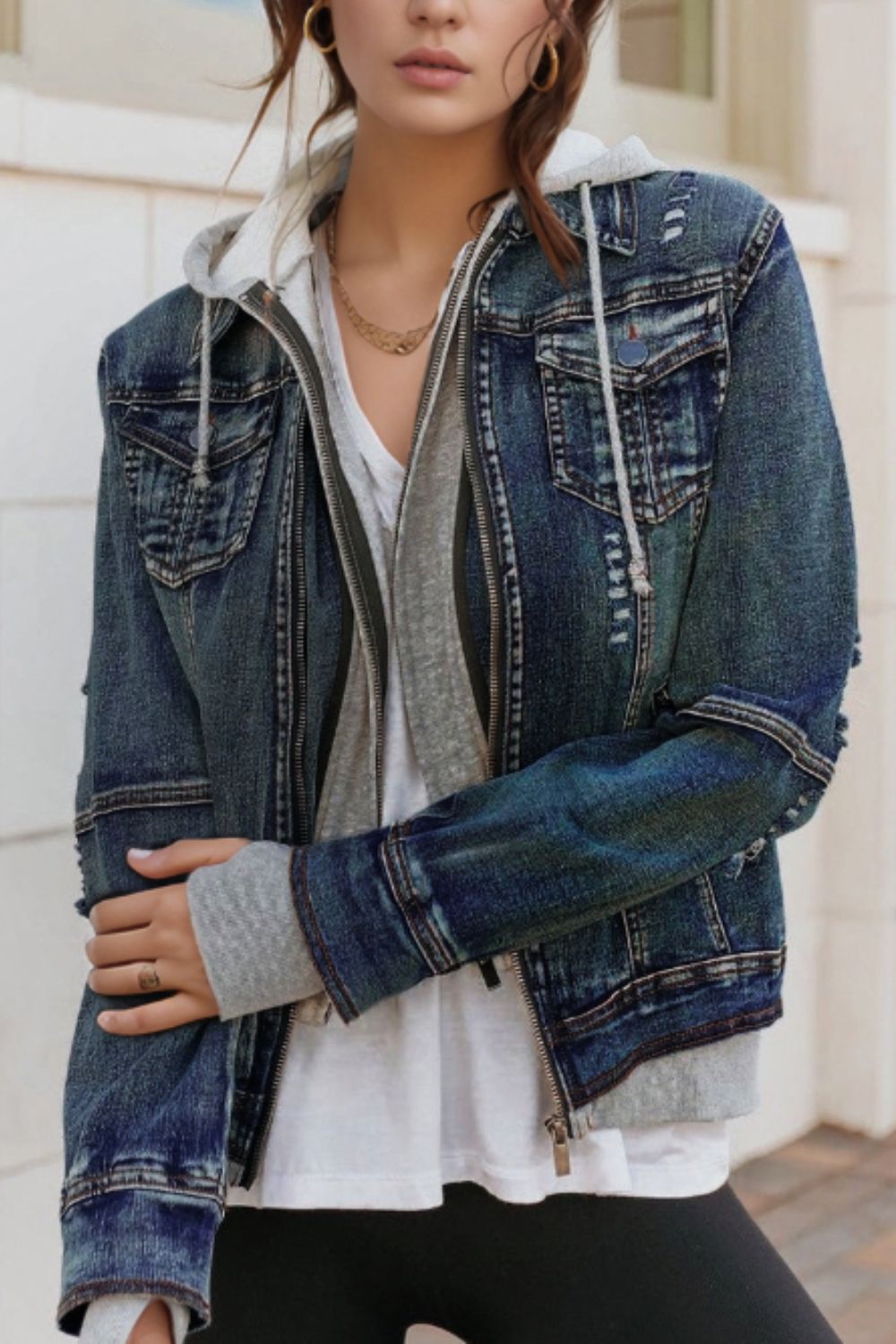 Zip-Up Denim Jacket