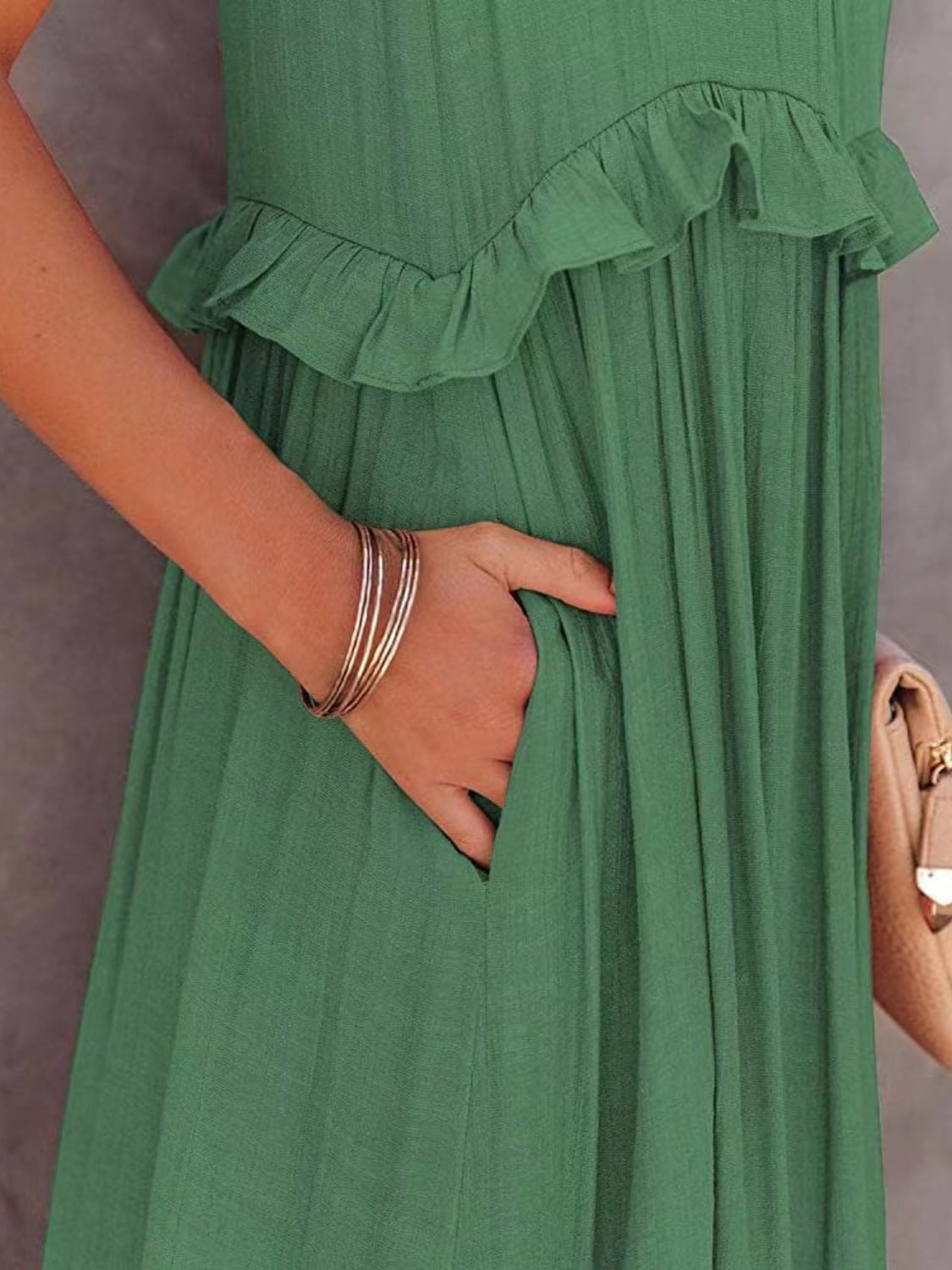 Ruffled Maxi Dress with Pockets - HOORR