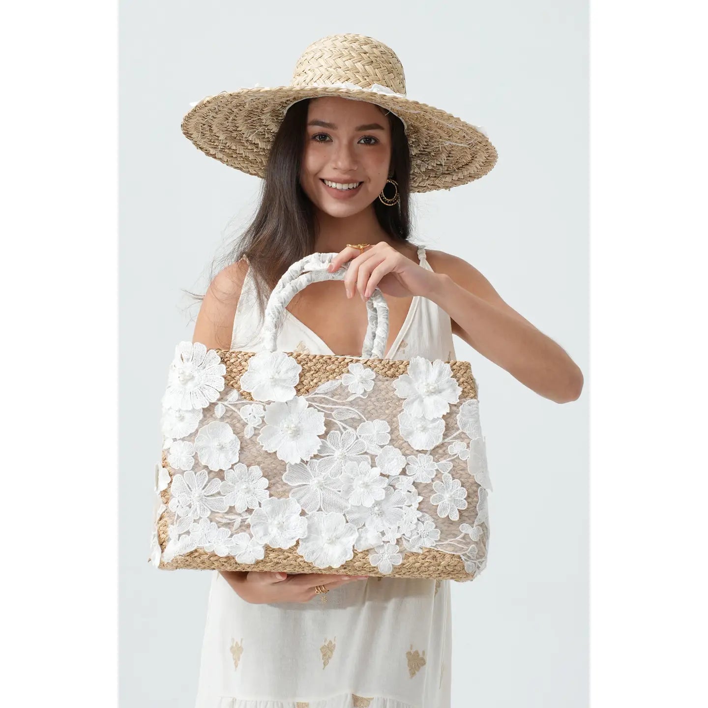Fairy Floral Lace Pearl Tote Bag