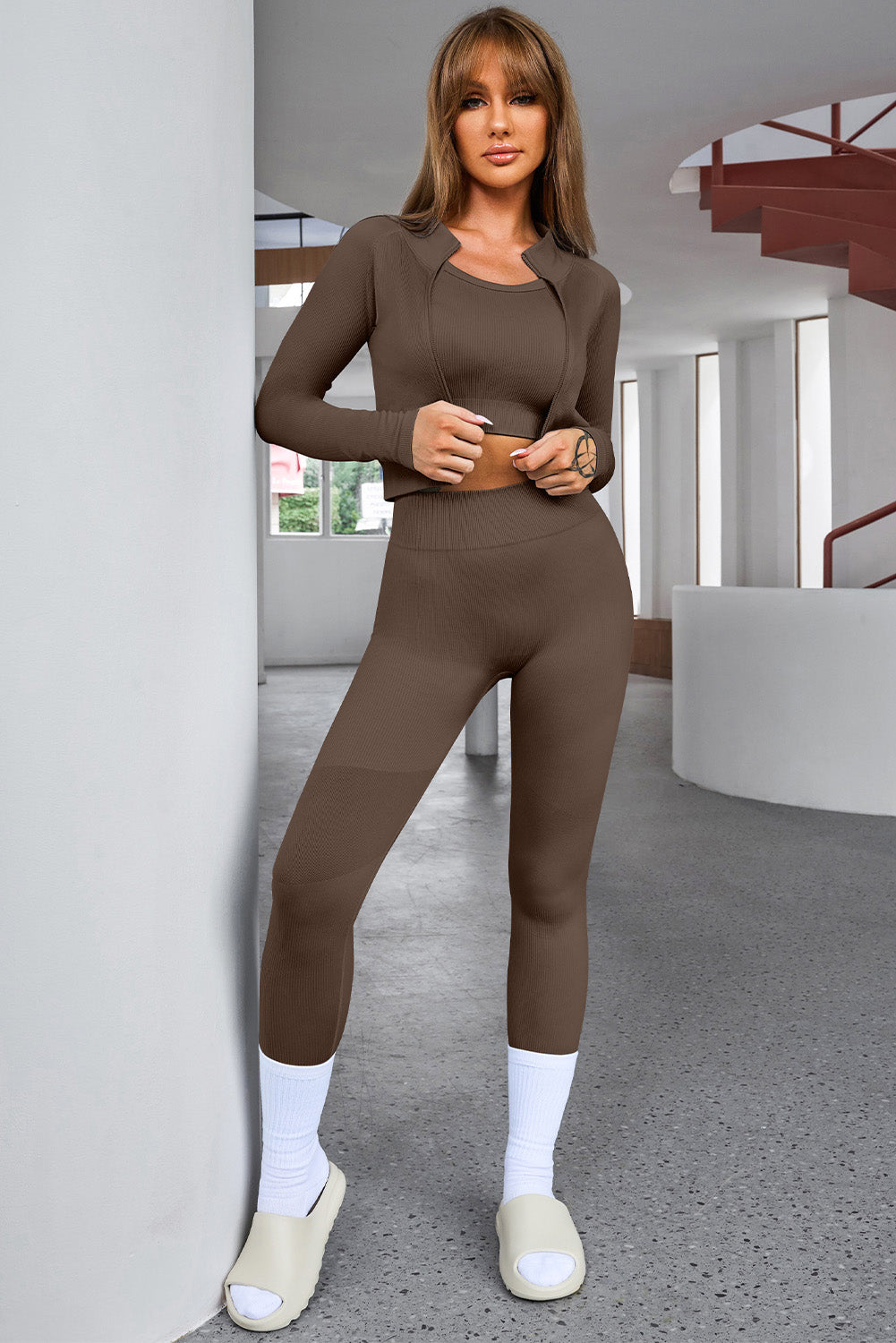 Cropped Active Top and Pants Set - HOORR