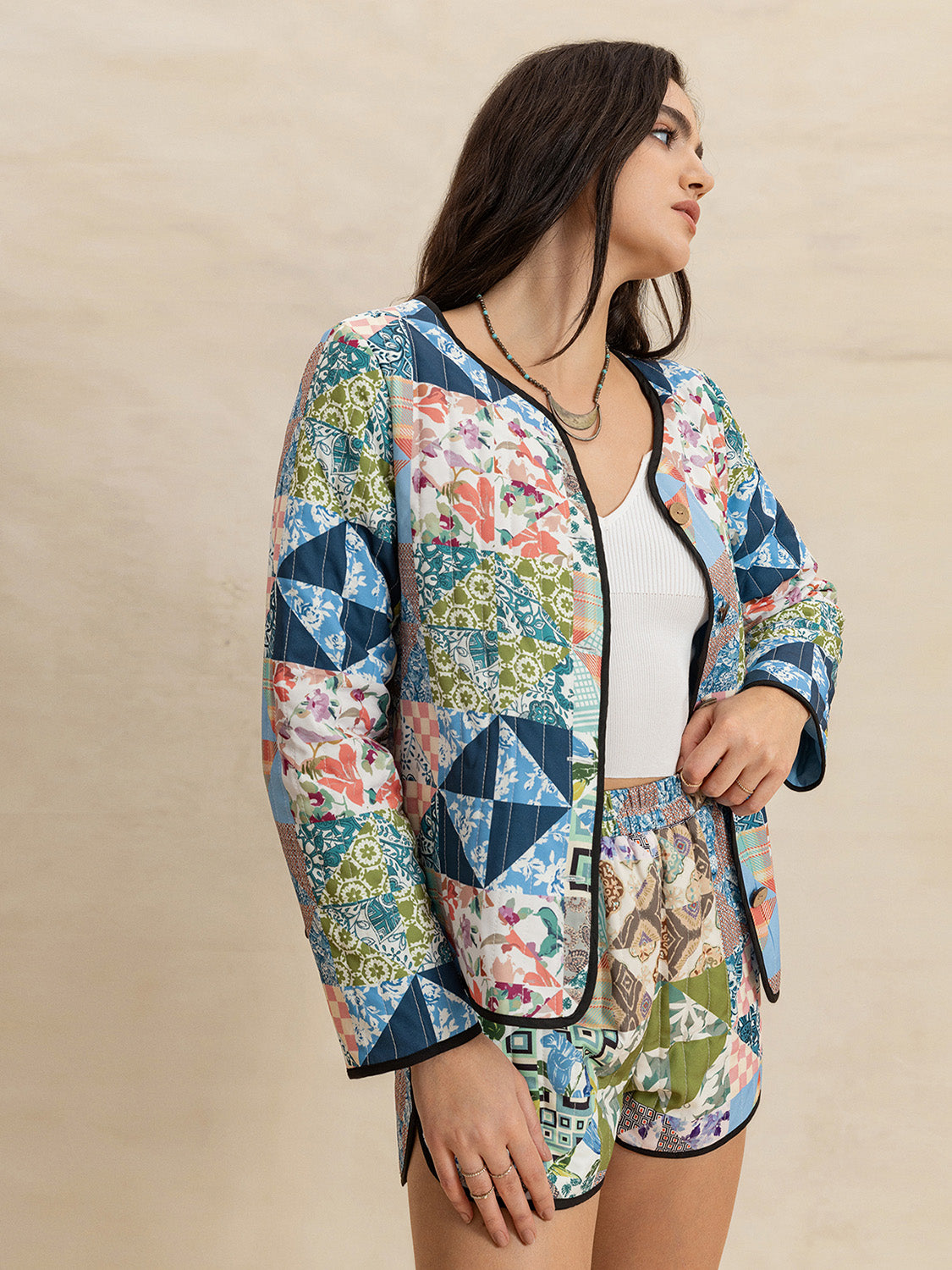 Printed Outerwear and Shorts Set - HOORR