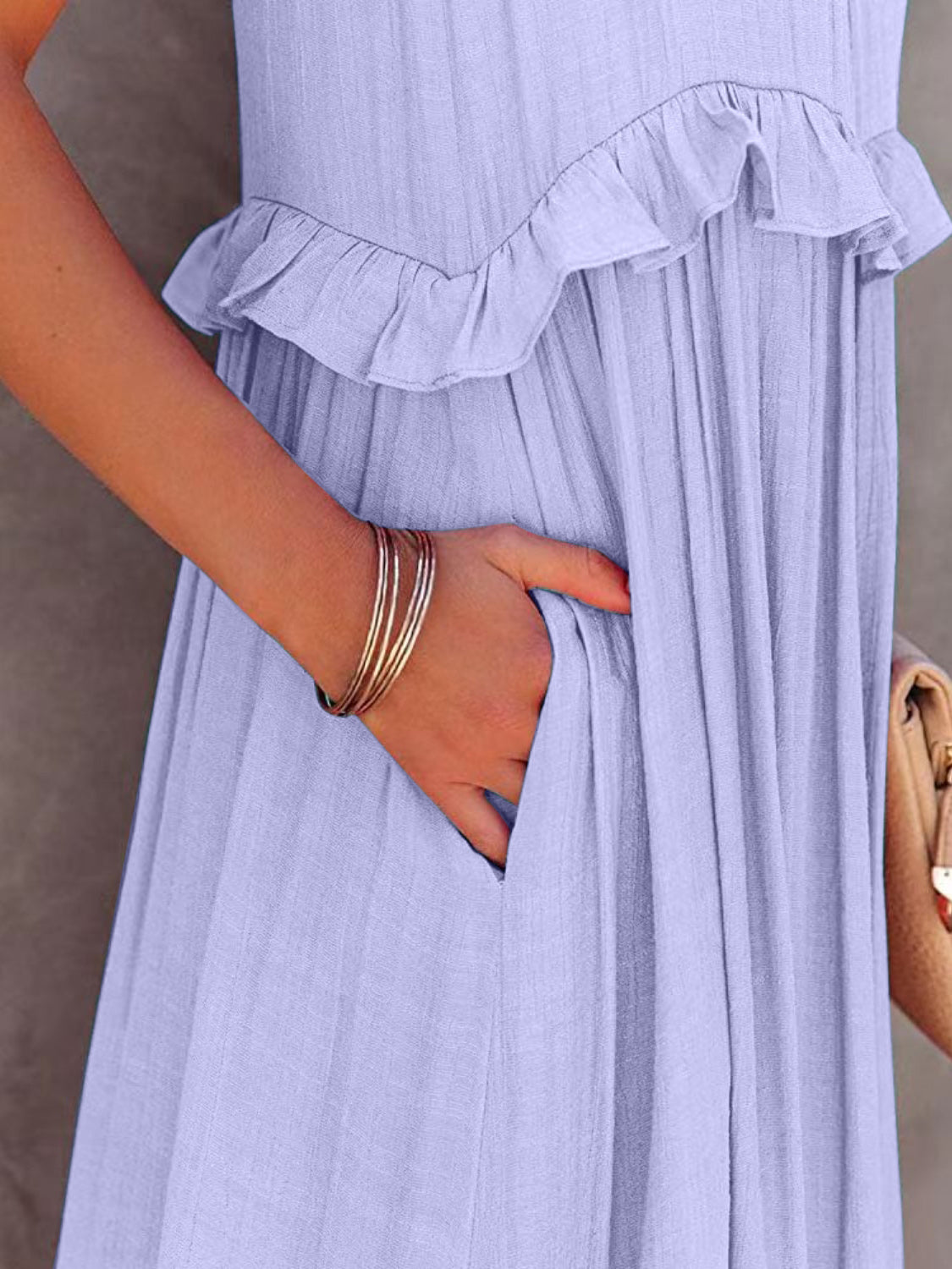 Ruffled Maxi Dress with Pockets - HOORR