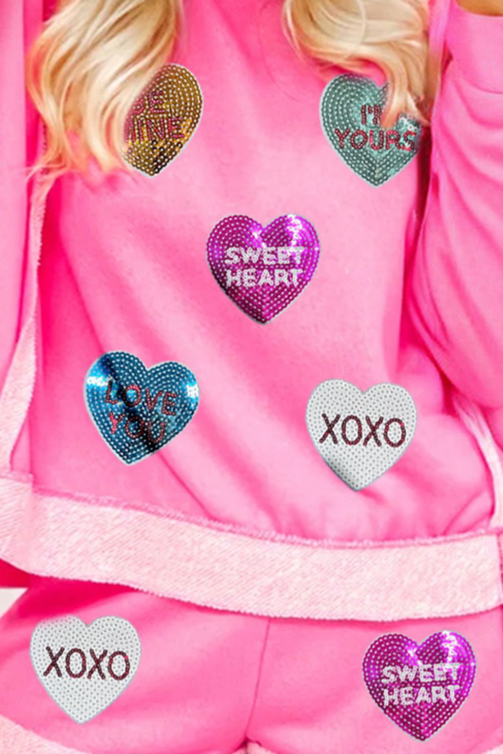 Sequin Heart Top and Shorts Set - HOORR