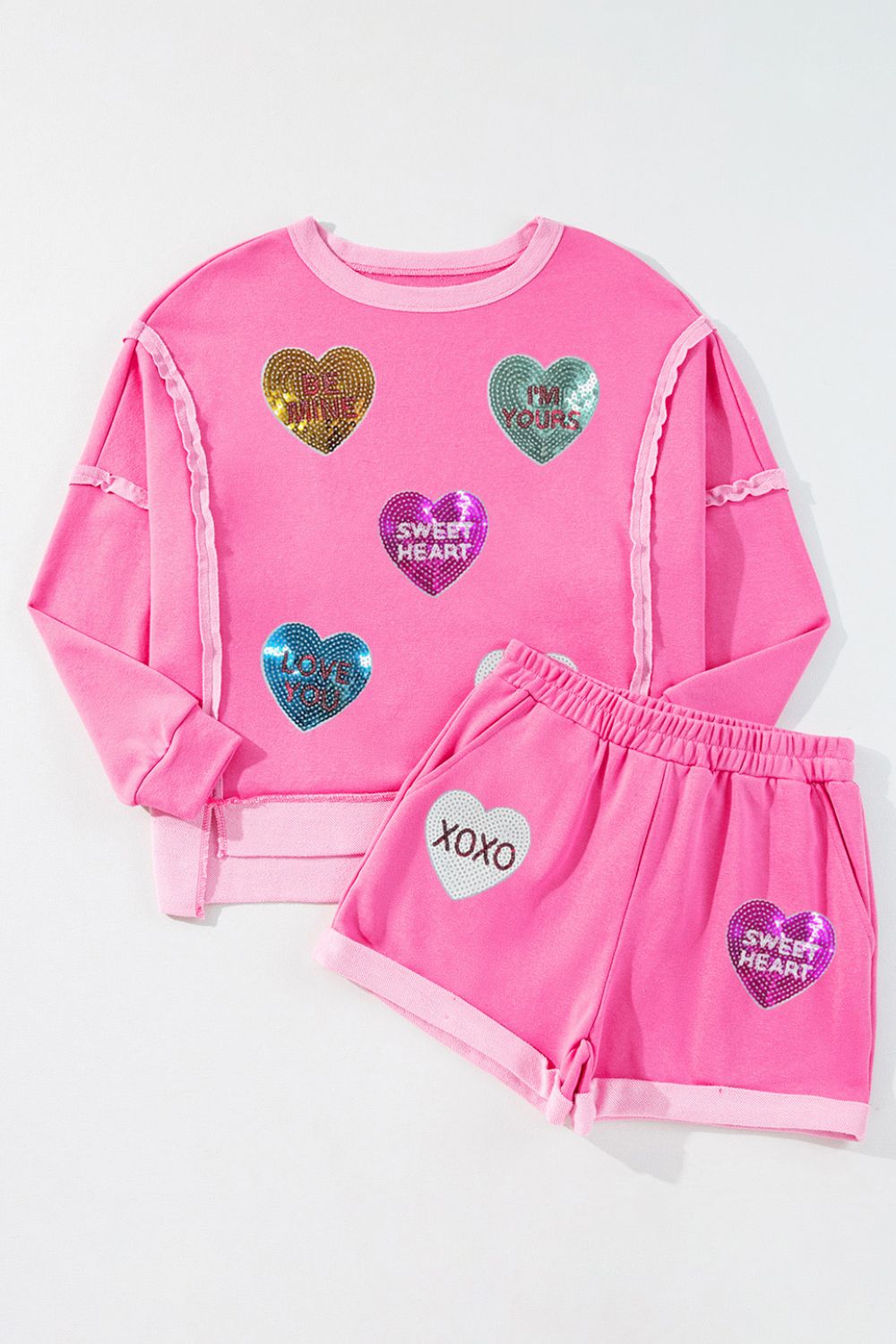 Sequin Heart Top and Shorts Set - HOORR