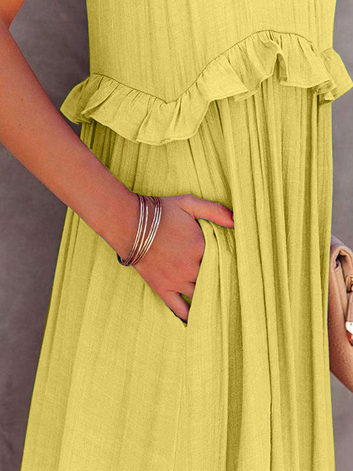 Ruffled Maxi Dress with Pockets - HOORR