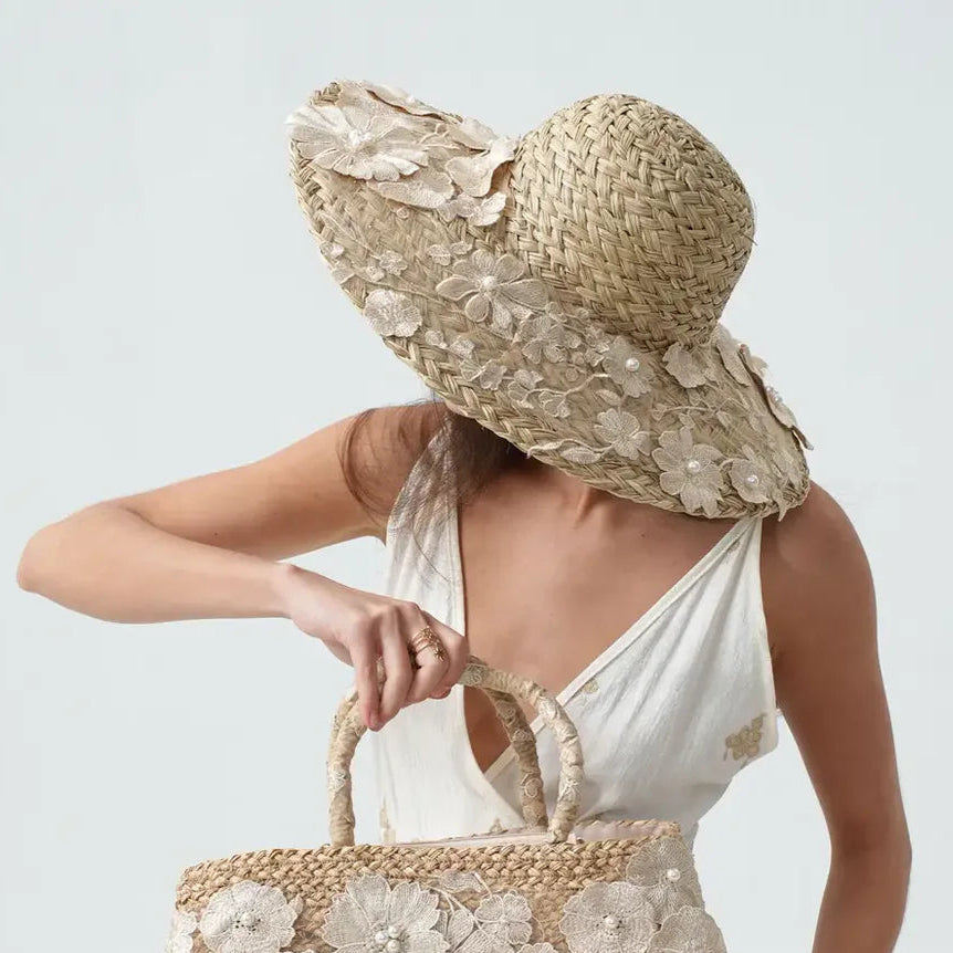 Fairy Lace & Pearl Straw Hat