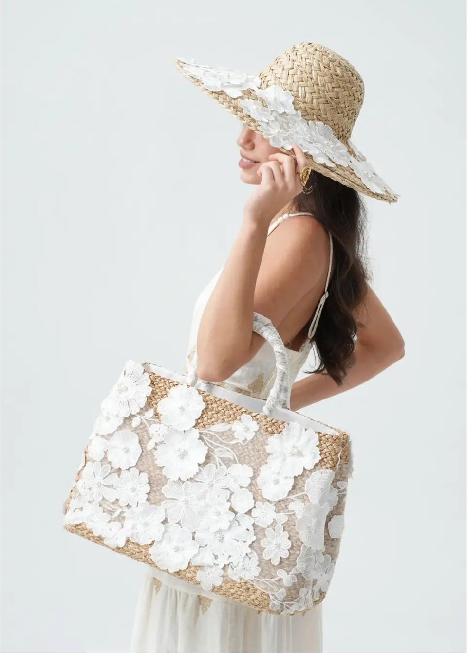 Fairy Lace & Pearl Straw Hat