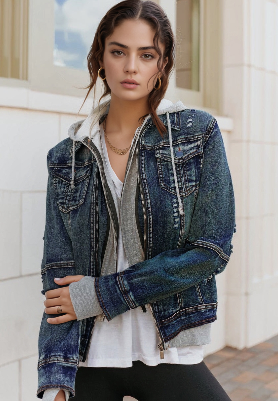 Zip-Up Denim Jacket