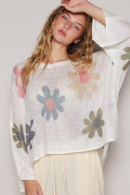 Flower Dropped Knit Top