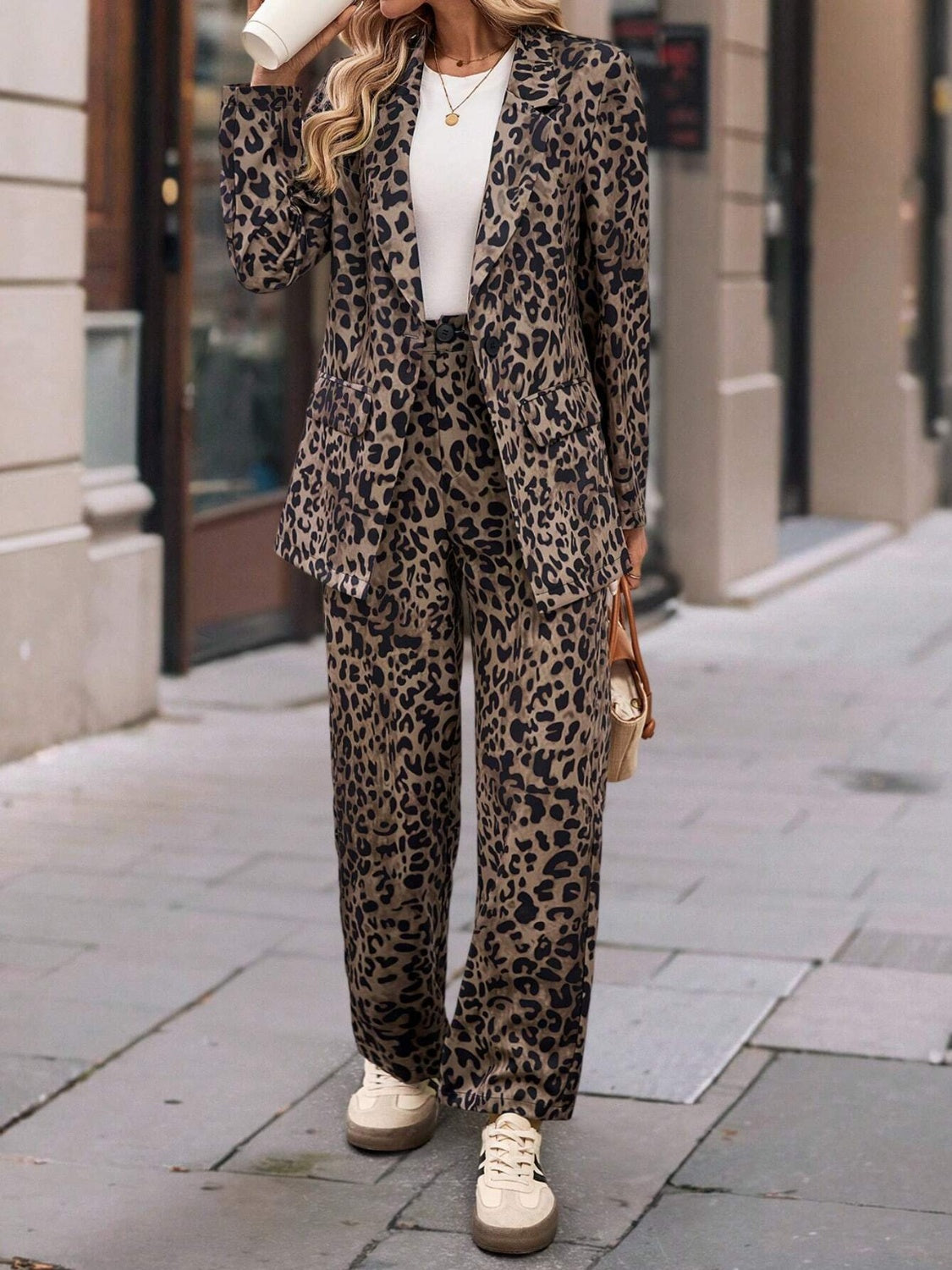 Leopard Blazer and Pants Set - HOORR