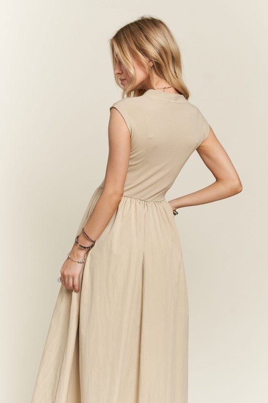 V-Neck Cap Sleeve Dress