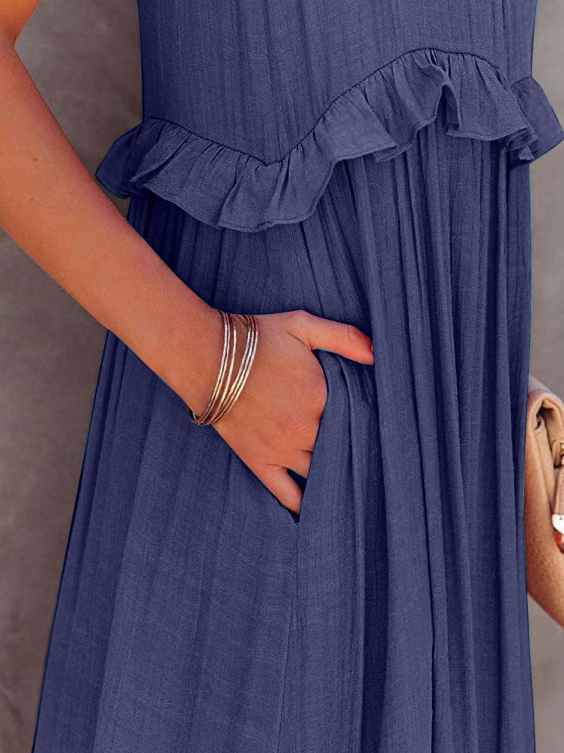 Ruffled Maxi Dress with Pockets - HOORR