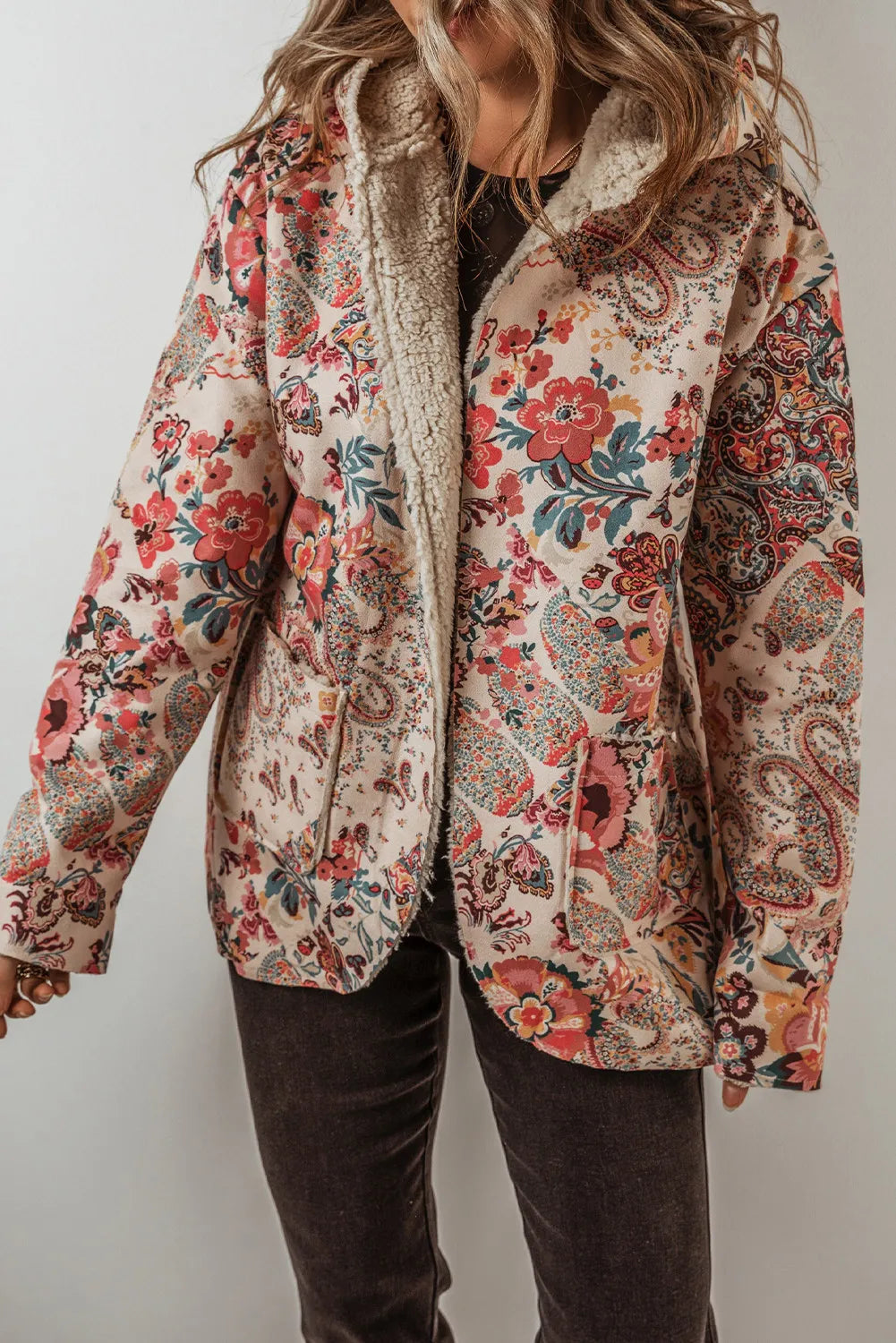 Printed Long Sleeve Hooded Jacket - HOORR