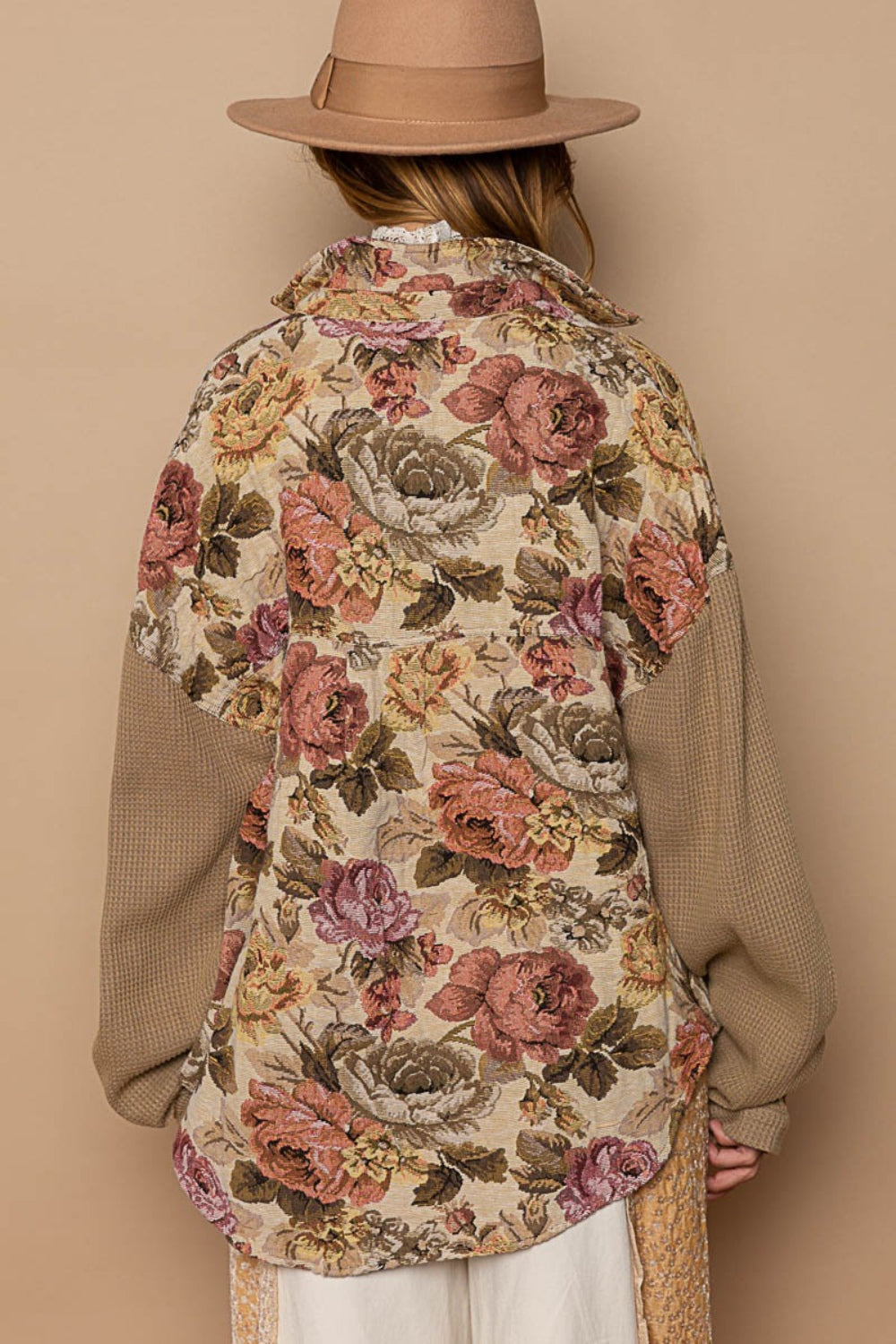 Contrast Floral Jacquard Shirt