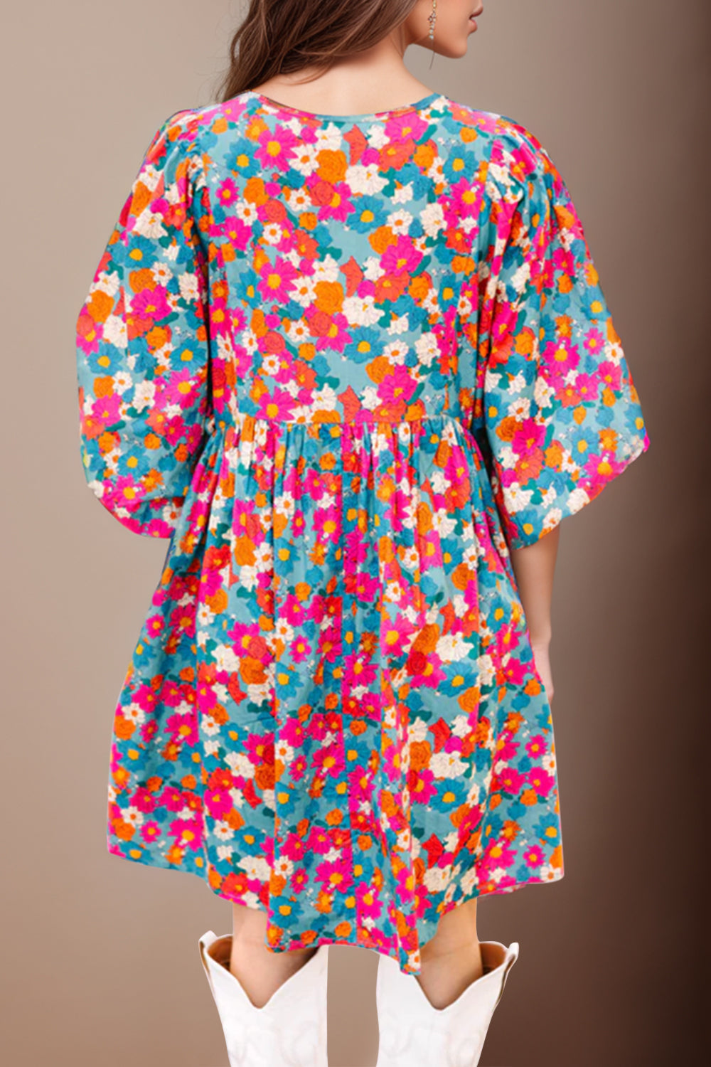 Floral Puff Sleeve Mini Dress - HOORR